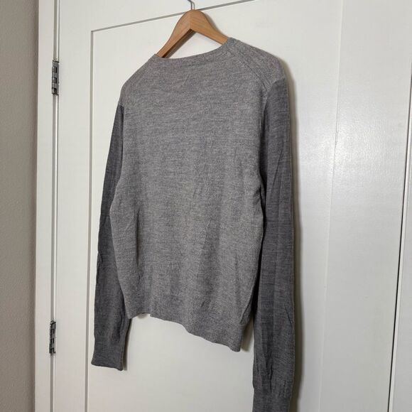 Club Monaco Sweater Womens Sz XL Gray Knit 100% Wool Pullover Contrast Sleeve - Picture 6 of 12